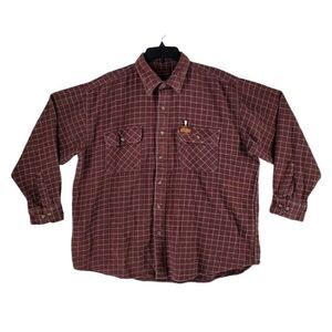 Vtg Five Brother Flannel Workwear Shirt Men 2X Heavyweight Brown Check LS USA